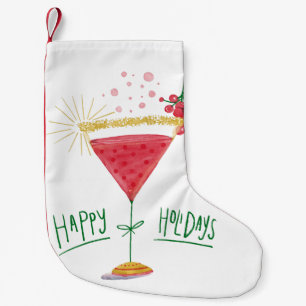 happy holidays christmas cocktail small christmas stocking