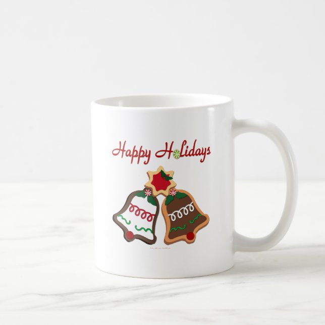 Happy Holidays Christmas Cookie Bells Coffee Mug (Right)