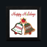Happy Holidays Christmas Cookie Bells Gift Box<br><div class="desc">Thank You for visiting The Holiday Christmas Shop! You are viewing The Lee Hiller Designs Holiday Collection of Home and Office Decor,  Apparel,  Gifts,  Collectibles and more. The Designs include Lee Hiller Photography in Hand Drawn Mixed Media and  Digital Art Collection.</div>