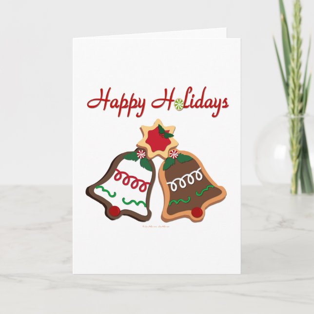 Happy Holidays Christmas Cookie Bells Holiday Card (Front)