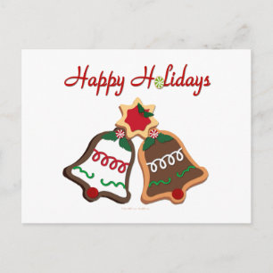 Happy Holidays Christmas Cookie Bells Holiday Postcard