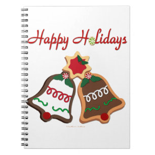 Happy Holidays Christmas Cookie Bells Notebook