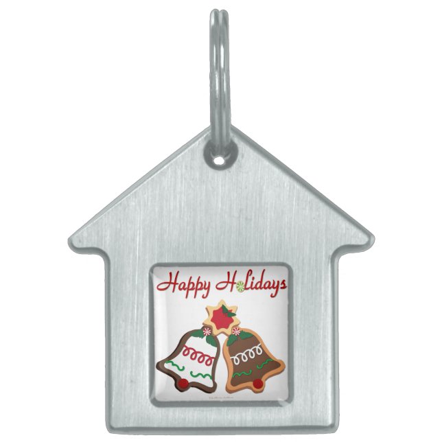 Happy Holidays Christmas Cookie Bells Pet Tag (Front)