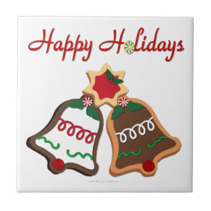 Happy Holidays Christmas Cookie Bells Tile