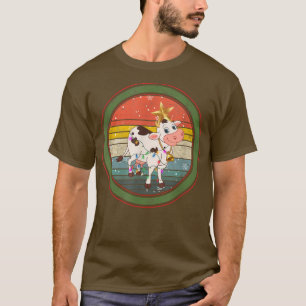 Happy Holidays Christmas Cow Reindeer Santa Cow Mo T-Shirt