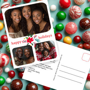 Happy Holidays Christmas CUSTOM 3 Photos  Postcard