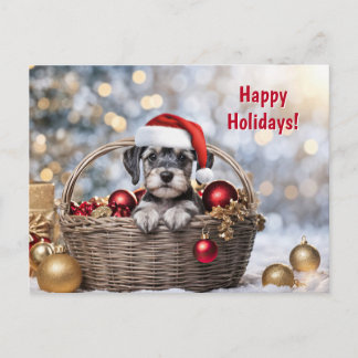 Happy Holidays Christmas Cute Schnauzer Puppy Holiday Postcard