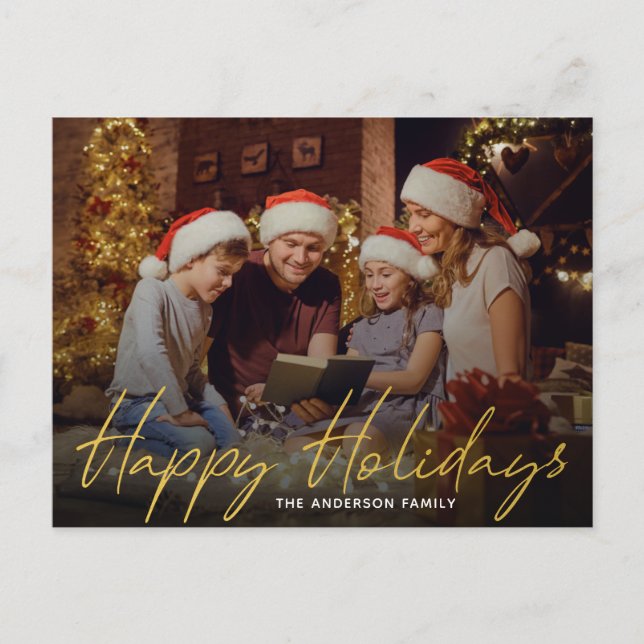 Happy Holidays Christmas Family Photo Postcard (Front)