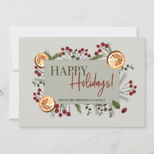 Happy Holidays Christmas foliage oranges Custom Holiday Card