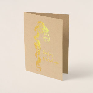 Happy Holidays Christmas Garland NYC Lamppost Foil Card