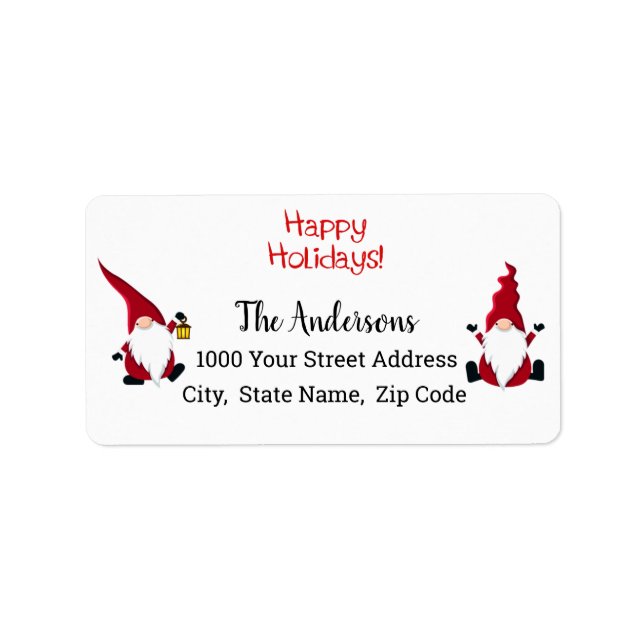 Happy Holidays Christmas Gnomes Label (Front)