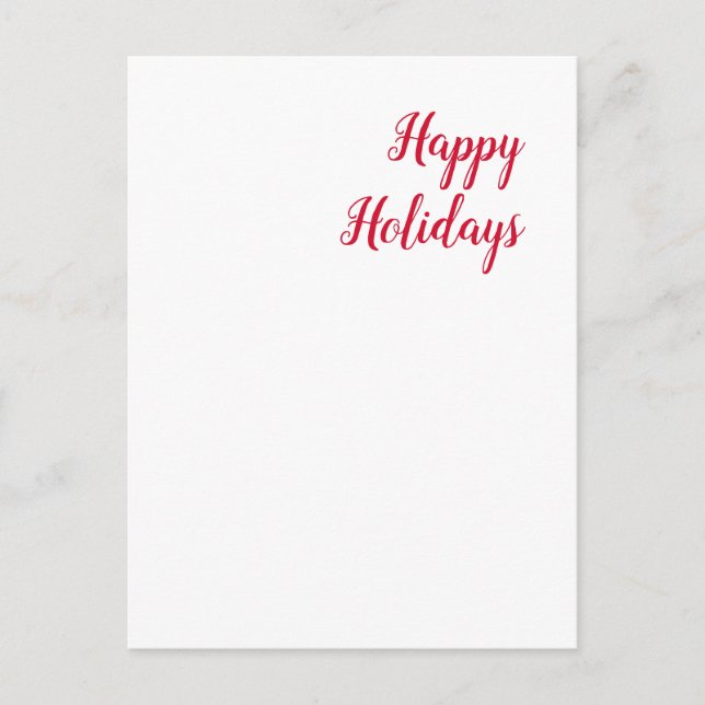 Happy holidays christmas handwriting red white postcard (Front)