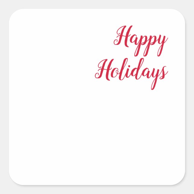 Happy holidays christmas handwriting red white square sticker (Front)