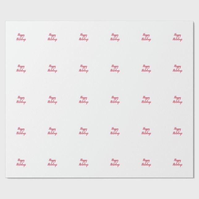 Happy holidays christmas handwriting red white wrapping paper (Flat)