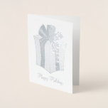 Happy Holidays Christmas Hanukkah Package Gift Bow Foil Card<br><div class="desc">Card features an original marker illustration of a wrapped gift box with a bow on top,  and HAPPY HOLIDAYS in a fun font.

Don't see what you're looking for? Need help with customization? Click "rebeccaheartsny" (upper right corner) then "contact this designer" to have something created just for you!</div>