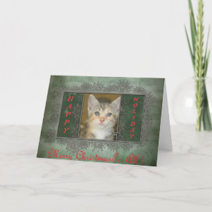 Happy Holidays Christmas Kitty Greeting Card! Holiday Card