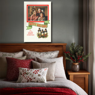 Happy Holidays Christmas Lanterns Custom Photo Canvas Print