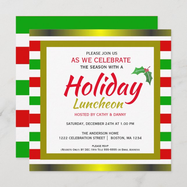 Happy Holidays Christmas Luncheon Invitation (Front/Back)
