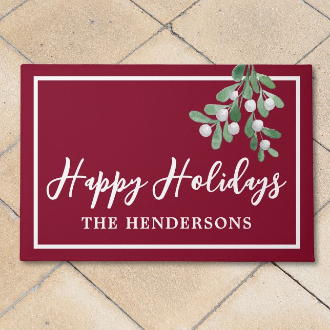 Happy Holidays Christmas Maroon Customized  Doormat (Creator Uploaded)