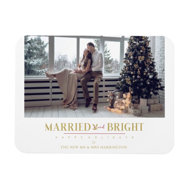 Happy Holidays Christmas Married & Marry Newlyweds Magnet (Horizontal)