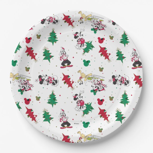 Happy Holidays | Christmas Mickey Mouse & Friends Paper Plate (Front)