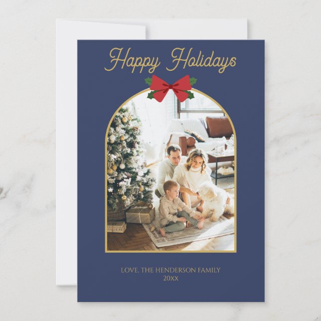 Happy Holidays Christmas Minimal Photo Card (Front)