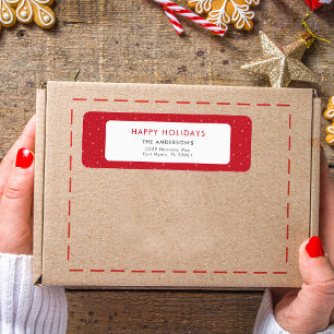 Happy Holidays Christmas Minimal Snowflakes Red