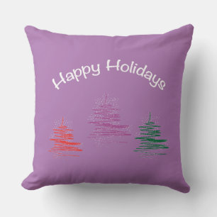 Happy Holidays, Christmas - Modern Purple Throw Pillow