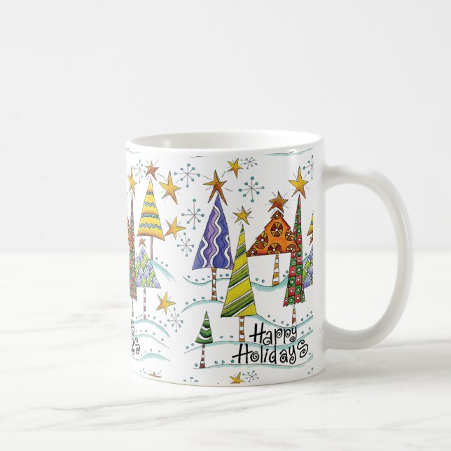 Happy Holidays Christmas Mug With Trees (Right)