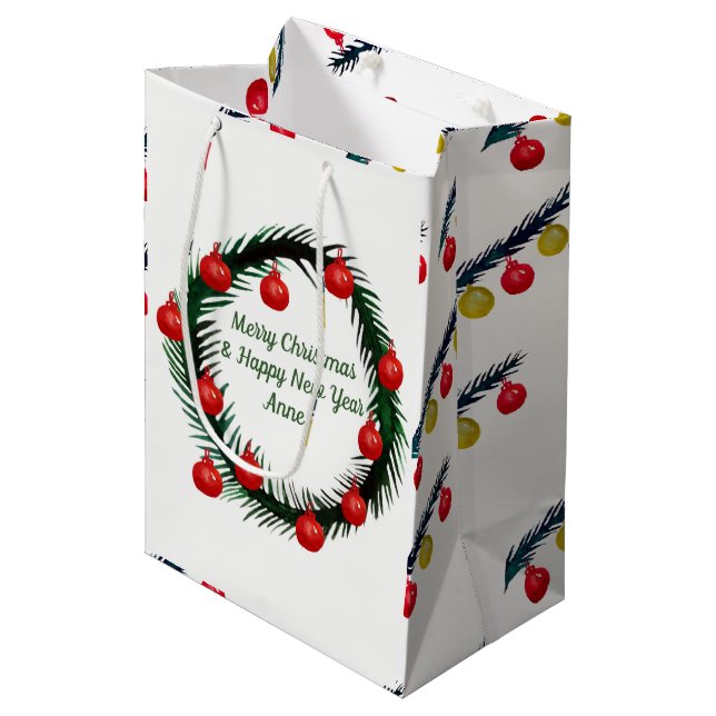 Happy Holidays, Christmas , New Year Medium Gift Bag (Front Angled)