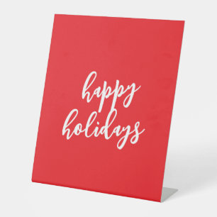 Happy Holidays Christmas New Year Season Message Pedestal Sign