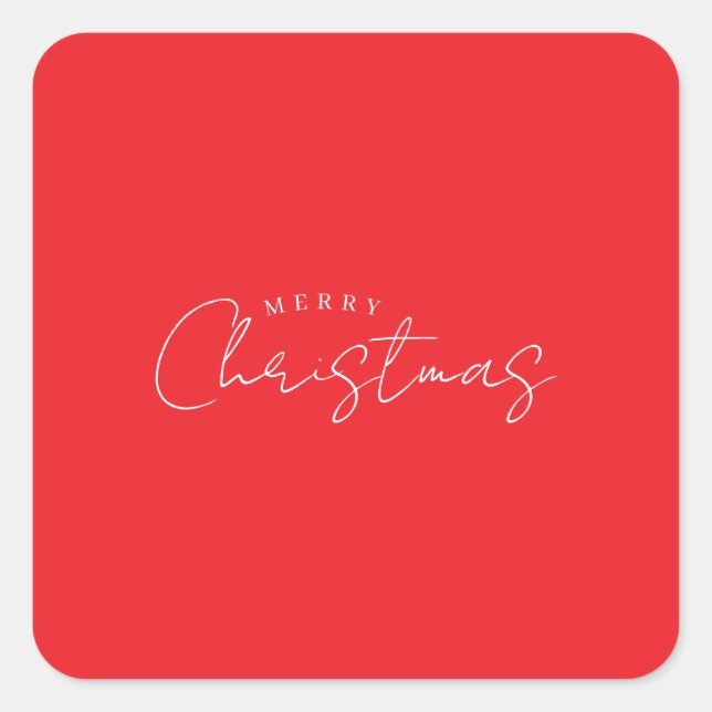 Happy Holidays Christmas New Year Season Red Square Sticker (Front)
