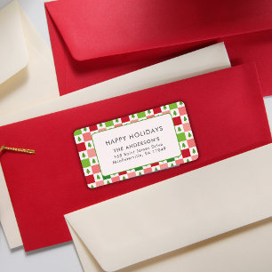 Happy Holidays Christmas Pattern Modern Colorful Label