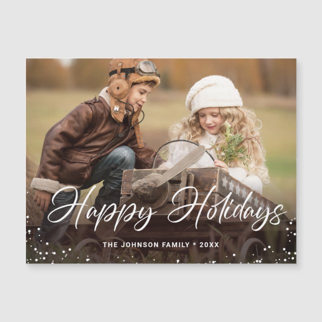 Happy Holidays Christmas PHOTO Magnetic Card (Front)