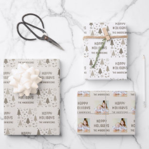 Happy Holidays Christmas Photo Wrapping Paper Sheet
