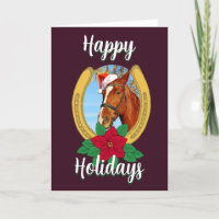 Happy Holidays Christmas Poinsettia Horseshoe