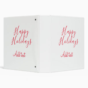 Happy holidays Christmas red calligraphy simple mi Binder