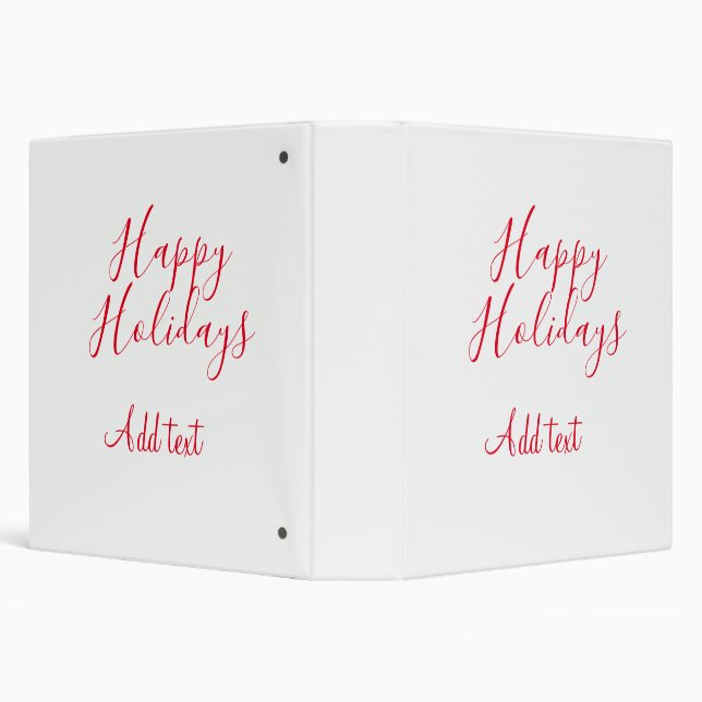 Happy holidays Christmas red calligraphy simple mi Binder (Background)