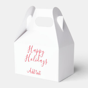 Happy holidays Christmas red calligraphy simple mi Favor Box