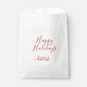 Happy holidays Christmas red calligraphy simple mi Favour Bag