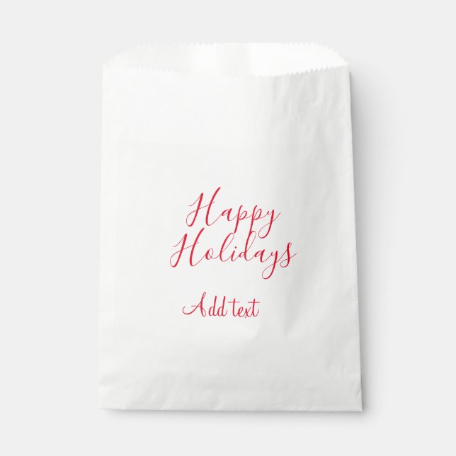 Happy holidays Christmas red calligraphy simple mi Favour Bag (Front)