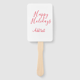 Happy holidays Christmas red calligraphy simple mi Hand Fan