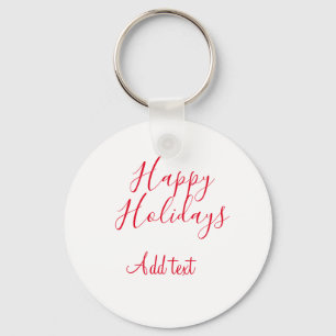 Happy holidays Christmas red calligraphy simple mi Keychain