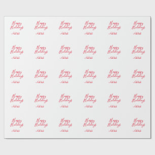 Happy holidays Christmas red calligraphy simple mi Wrapping Paper