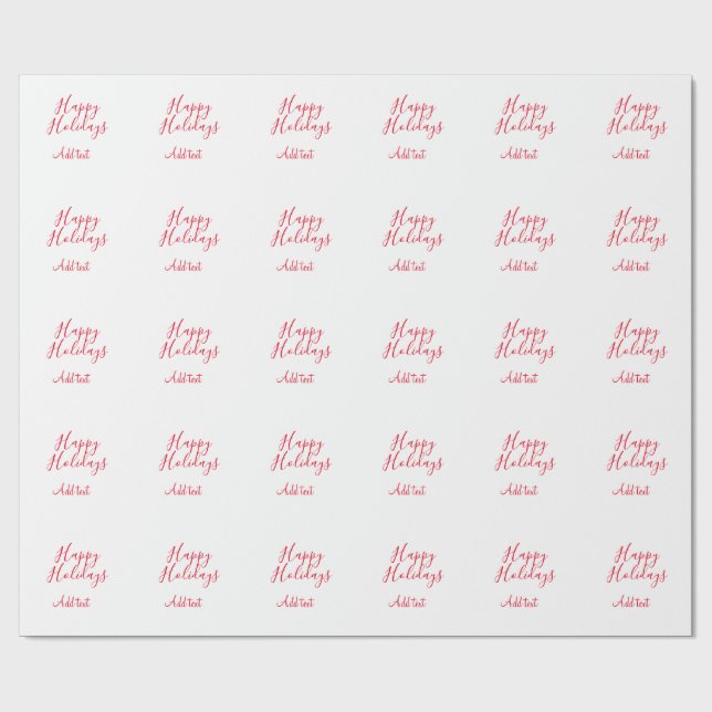 Happy holidays Christmas red calligraphy simple mi Wrapping Paper (Flat)