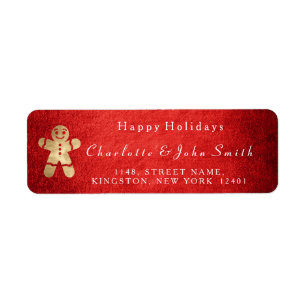 Happy Holidays Christmas Red Gold Gincerbread Man