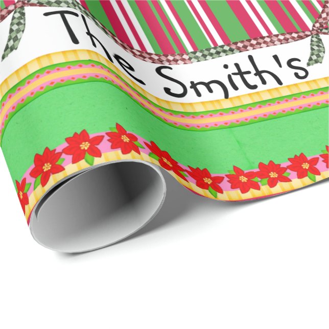 Happy Holidays Christmas Red Green  Wrapping Paper (Roll Corner)