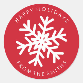 Happy Holidays - Christmas Red + White Label