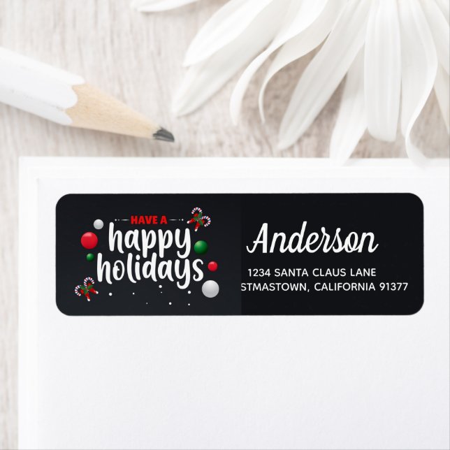 Happy Holidays  Christmas Return Address Label (Insitu)