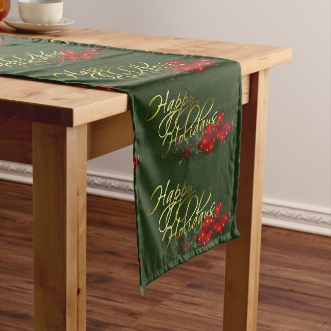 Happy Holidays Christmas Short Table Runner (In Situ)